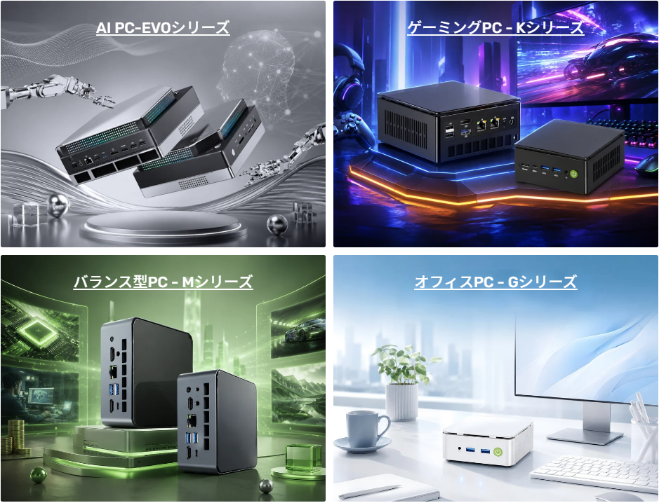 用途ごとにG,M,K,EVOシリーズを用意